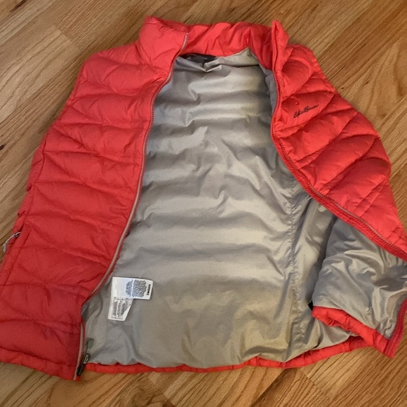 Eddie Bauer Down Puffer vest Womens L coral/Pink Outdoors Activewear winter ski - Picture 3 of 12